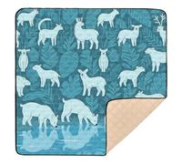 Jungle Animal Turquo Soft Thick Baby Play Mat for Floor Water Resistant Baby Play Tummy Time Mat for Babies Infants Toddlers, 50'' x 50''