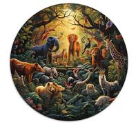 Jungle Animals 1000 Piece Jigsaw Puzzles Circular Jigsaw Stress Reliever Educational Games Color Challenge for Adults And Kids 1000pcs (67.5x67.5cm)