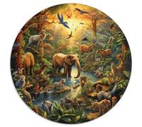 Jungle Animals 1000 Piece Jigsaw Puzzles Round Jigsaw Classic Educational Games Color Challenge for Travel Gifts,Present 1000pcs (67.5x67.5cm)