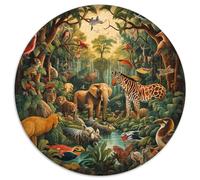 Jungle Animals 1000 Piece Jigsaw Puzzles Round Jigsaw Creative Family Game Color Challenge for Travel Gifts,Present 1000pcs (67.5x67.5cm)