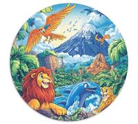 Jungle Animals 1000 Pieces Circle Jigsaw Puzzles for 5+ Year Olds Puzzle Unique Color Challenge 1000pcs (67.5x67.5cm)