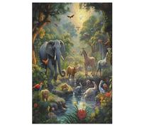 Jungle Animals 1000 Pieces Wooden Jigsaw Puzzle for Adults Puzzles Brain Exercise Challenge High Difficulty Game Gift for Kids Children Jigsaws （78×53cm）