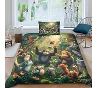 Jungle Animals 3D Printed Duvet Covers Bedding with Pillowcase 2 Pcs Hidden Zipper Quilt Covers for Teens And Adults Teens Adults Bedroom Comforter Cover Single（135x200cm）