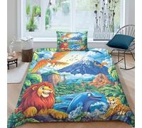 Jungle Animals 3D Printed Duvet Covers Bedding with Pillowcase 2 Pieces Soft Microfiber Quilt Covers for Childrens And Adults Bedroom Decor Comforter Cover Single（135x200cm）