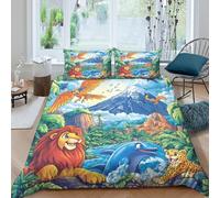 Jungle Animals 3D Printed Duvet Covers Bedding with Pillowcase 3 Pcs Hidden Zipper Quilt Covers For Boys And Girls Bedroom Decor Comforter Cover Double（200x200cm）