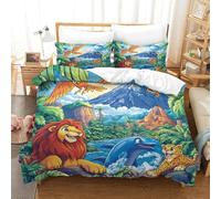 Jungle Animals 3D Printed Duvet Covers Bedding with Pillowcase 3 Pieces Soft Microfiber Quilt Covers for Childrens And Adults Bedroom Decor Comforter Cover Single（140x200cm）
