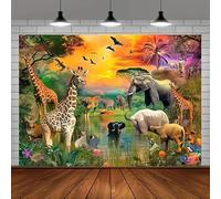 Jungle animals Background Wildlife Summer Tropical desert African Safari scenery Decorated for a man's birthday party 200x140CM
