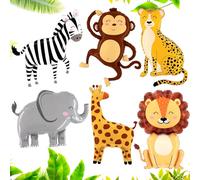 Jungle Animals Balloons, Jungle Theme Party Decorations, Safari Party Decorations, Forest Theme Party Decoration Lion/Zebra/Elephant/Monkey/Giraffe/Leopard Foil Balloons for Kids 6pcs