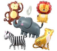 Jungle Animals Balloons, Jungle Theme Party Decorations, Safari Party Decorations, Lions Zebra Elephant Monkey Leopard Foil Balloons jungle balloons, for Forest Theme Baby Shower Party Decoration 5pcs