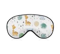 Jungle Animals Cartoon Sleep Mask Giraffe Elephant Leaf Blindfold for Sleeping Elastic Blackout Eye Mask Cover for Full Night's Sleep Travel and Nap