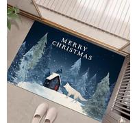 Jungle Animals Door Mats 60 X 90 Cm, Christmas Themewashable Indoor Doormat Non-Slip, Dirt Trapper Front Door Mat Inside, Super Absorbent Entrance Rug For Entryway, Pets Dogs Dark Blue