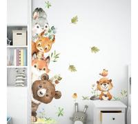 Jungle Animals Door Wall Decals, Safari Animal Wall Stickers Bear Fox Rabbit Squirrel Wallpaper Nursery Wall Decor Peel and Stick Wall Art Decoration for Baby Nursery Kids Bedroom Living Room