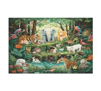 Jungle Animals Jigsaw Puzzles for Adults & Kids 1000 Piece Wooden Puzzle Precise Interlocking Educational Game Challenge Toy （75×50cm）