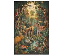 Jungle Animals Jigsaw Puzzles for Adults & Kids 1000 Piece Wooden Puzzle Precise Interlocking Educational Game Challenge Toy 78×53cm