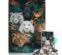 Jungle Animals Jigsaw Puzzles for Teenagers 1000 Piece Puzzle,Fun Games Every Piece Is Unique - Challenging Family Fun Game (50x75cm)
