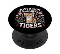 Jungle Animals Just A Girl Who Loves Tigers Fan PopSockets Adhesive PopGrip