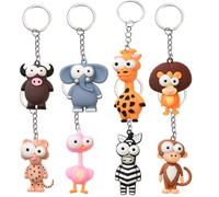 Jungle Animals Keyring, Mini Key Chains, Fun 3D Animal Key Ring Pendant, Kids Party Bag Fillers