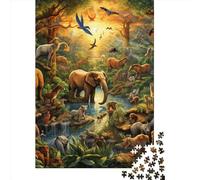 Jungle Animals Paper Jigsaw Puzzles 1000 Pieces Jigsaw Creative Rectangular Large Family Puzzle Game Artwork for Adults Teens 1000pcs (38x26cm)