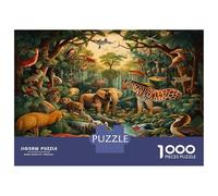 Jungle Animals Stress Relief & Travel Puzzle - 1000 Piece Jigsaw Thick Cardboard Forest Animals Game for Relaxation And Journeys, An Ideal Puzzle for Adults 38x26cm/1000pcs