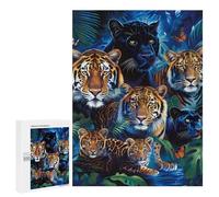 Jungle Animals Tiger Leopard Lion Jigsaw Puzzle for Adults Wooden Challenging Puzzles Gift for Family Friends