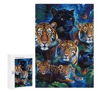 Jungle Animals Tiger Leopard Lion Jigsaw Puzzle for Adults Wooden Challenging Puzzles Gift for Family Friends
