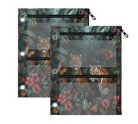 Jungle Animals Tigers Three Hole Binder Pouch, Binder Pouch with Clear