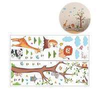 Jungle Animals Tree Wall Decals, Giraffe Lion Safari Wall Stickers, Stick Wall Art Decals, Cartoon Animal Safari Wall Decals, Giraffe Lion Wall Stickers, for Baby Nursery Kids Bedroom Playroom Daycare