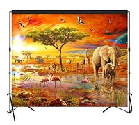 Jungle Animals Tropical African Forest Safari Scenic Backdrop Large Banner Photography Studio Fabric Background Photobooth Prop 7x6feet #2193