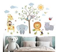 Jungle Animals Wall Stickers for Baby: Peel and Stick Elephant Lion Giraffe Hippo Koala Wall Decals - Wall Decor Art Kids Supplies Ages 1-12 Years