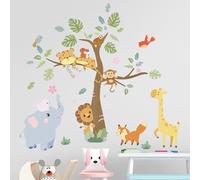 Jungle Animals Wall Stickers for Baby: Peel and Stick Elephant Lion Monkey Sloth Wall Decals - Wall Decor Art Kids Supplies Ages 1-12 Years