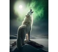 Jungle Animals White Wolf Moon Poster And Prints Canvas Painting Printing Wall Art Picture Living Room Decor A18 30X40Cm Unframed