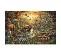 Jungle Animals Wooden Jigsaw Puzzles for Adults Hard Poster Puzzle 1000 Piece Precise Interlocking Educational Game Toys （75×50cm）