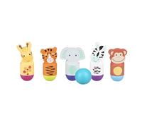 Jungle Animals Wooden Skittles - Bowling Set Skittles Game for Kids, Indoor and Garden Toys - Wooden Toys for 2 Year Olds, Toddler - Early Development & Activity Toys by Orange Tree Toys
