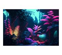 Jungle Aquarium Background Dense Jungle Leaves Pastel Colors Fish Tank Background Fantasy Neon Light Tropical Leaf Reptile Tank Backgrounds Abstract Clear Pastel Jungles Tank Backgrounds 72x18in