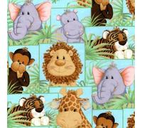 Jungle Babies Cotton Fabric - Cotton Fabric by The Yard, Fat Quarter, Half Yard, 1 Yard, 2 Yard Cuts