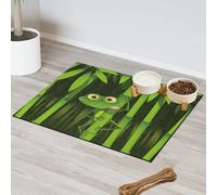 Jungle Bamboo Frog Pet Feeding Mat for Cat Dog Water Bowl Food Mats Funny Frog Pet Feeding Mats Absorbent Nti-Slip Contain Spills Protects Floors Placemat 40.6 x 60.9 cm