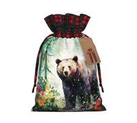 jungle bear Printed holiday drawstring bag 8.3x11.8 inch Christmas party decoration gift bag