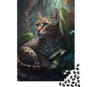Jungle Bengal Cat Jigsaw Puzzle Adult 1000 Pieces Classic Puzzle Wooden Jigsaw Puzzle Wall Art Unique Toys 1000pcs (75x50cm)