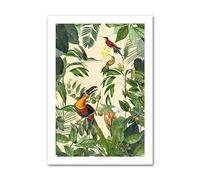 Jungle Birds Parrot Toucan Crane Leaf Plant Nordic Posters and Prints Wall Art Canvas Painting Decor Pictures for Living Room (Color : Canvas D, Size : 40x50cm No Frame)
