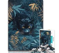 Jungle Black Panther Adult Jigsaw Puzzles 1000 Pieces,Stress Reliever Difficult Challenge Deal As Gifts for The Whole Family 38x26cm