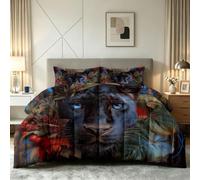 Jungle Black Panther Leaf Duvet, Coverless Duvet Double Breathable Reversible Comforter Set for All Season - Surrealistist Warm & Hypoallergenic Washable Quilt 200×200cm with 2 Pillowcases