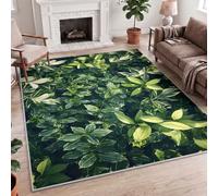 Jungle Botanical Fern Leaf Multicoloured Area Rug, 160x230cm (5.3x7.6ft) Non-Slip Soft Printed Polyester, Easy-Care Machine Washable Carpet for Living Room, Bedroom, Home Office