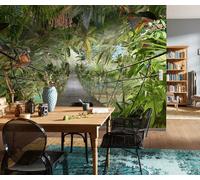 Jungle Wall Mural Photo Wallpaper 368x254 cm feature Palms Rain forest bridge