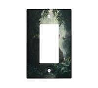 Jungle Bunny Decorative Light Switch Cover Plate 1 Gang Single Rocker, Woodland Forest Wildlife Electrical Faceplate for Kitchen Bathroom, Rabbit Switchcover Decor