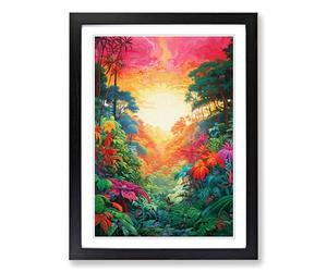 Jungle Colour Field Framed Print | A2 Black Framed Wall Art | Ready to Hang | Modern Landscape Picture | Living Room Bedroom Lounge Office