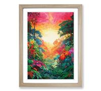 Jungle Colour Field Framed Print | A2 Oak Framed Wall Art | Ready to Hang | Modern Landscape Picture | Living Room Bedroom Lounge Office
