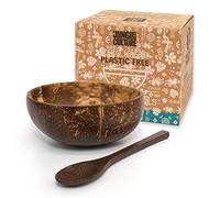 Jungle Culture 1 Coconut Bowl & Spoon with Free eBook • Wooden Bowl • Salad Serving Bowl • Acai Smoothies Pasta Cereal Bowl • Vegan Gift Ideas • Eco Friendly Coconut Shell Bowls
