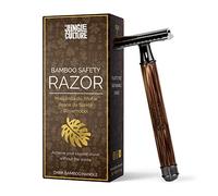 Jungle Culture® Bamboo Safety Razor for Men & Women • Premium Eco Friendly Razor • Fits Double Edge Razor Blades • Single Blade Reusable Mens Razor • Zero Waste • Dark Wood Handle Slim