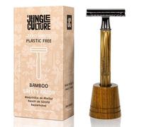 Jungle Culture® Bamboo Safety Razor for Men & Women with STAND • Premium Eco Friendly Razor • Fits Double Edge Razor Blades • Single Blade Reusable Razor • Plastic Free Zero Waste • Light