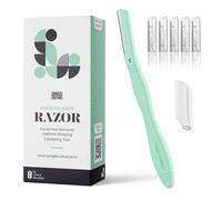 Jungle Culture Dermaplane Razor - Eyebrow Shaping, Precision Exfoliation & Hair Removal for Radiant, Smooth Skin - Dermaplaning Kit with 5 Replaceable Blades - Low-Waste Facial Razors - Mint Green